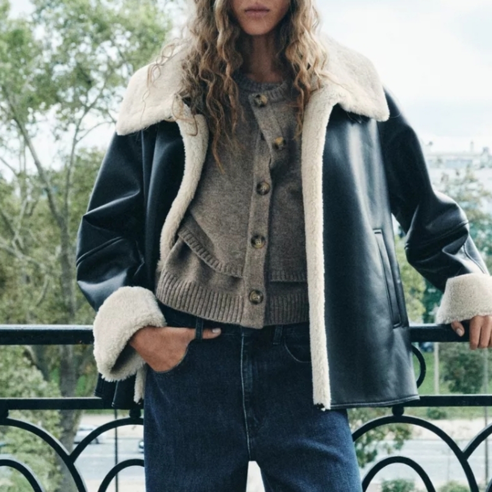 Zara Women COLLECTION DOUBLE-FACED JACKET Black